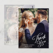Carte Postale Simple Script Photo Mariage Merci (Devant / Derrière)
