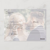 Carte Postale Simple Script Photo Mariage Merci (Dos)