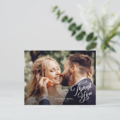 Carte Postale Simple Script Photo Mariage Merci (Debout devant)