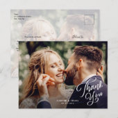 Carte Postale Simple Script Photo Mariage Merci (Devant / Derrière)