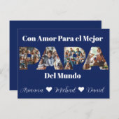 Carte Postale Simple script photo meilleur papa jamais espagnol (Devant / Derrière)