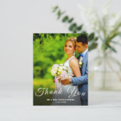 Carte Postale Simple Script Photo Personnalisé Mariage Blanc Mer (Debout devant)