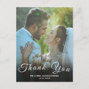 Carte Postale Simple Script Photo Personnalisé Mariage Blanc Mer