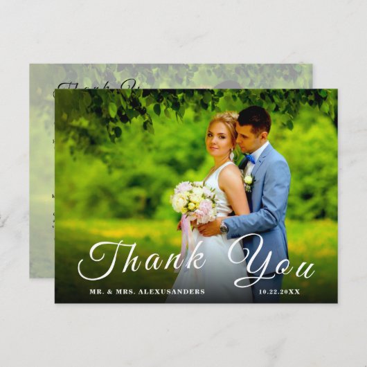 Carte Postale Simple Script Photo personnalisée H Mariage blanc  (Devant / Derrière)