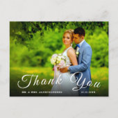 Carte Postale Simple Script Photo personnalisée H Mariage blanc  (Devant)
