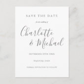Carte Postale Simple Script Photo Wedding Enregistrer la date (Devant)