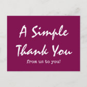 Carte Postale Simple Script Remerciement Entreprise Couleur Vin (Devant)