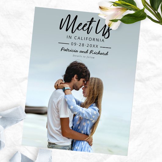 Carte Postale Simple Script Rencontrons-nous dans la photo de sa