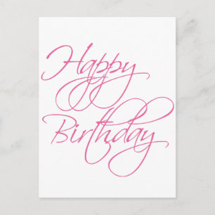 Carte Postale Simple Script Rose Joyeux anniversaire