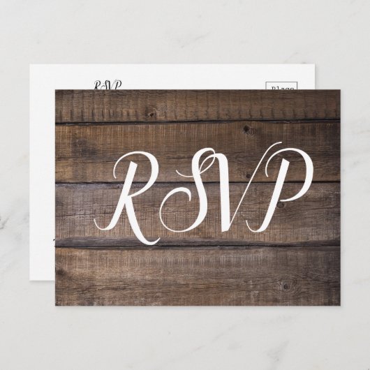 Carte Postale Simple Script Rustique Mariage RSVP (Devant / Derrière)