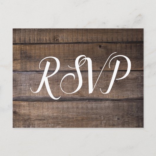Carte Postale Simple Script Rustique Mariage RSVP (Devant)