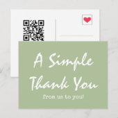 Carte Postale Simple Script Vert Sage Remerciement Entreprise (Devant / Derrière)