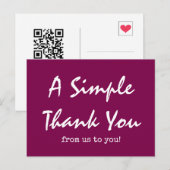 Carte Postale Simple Script Vin Coloré Entreprise Merci (Devant / Derrière)