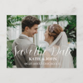 Carte Postale Simple style moderne photo mariage Enregistrer la  (Devant)