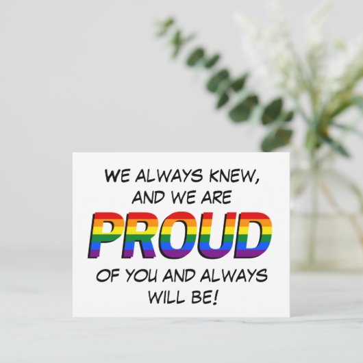 Carte Postale Simple support pour le Rainbow Pride LGBTQ (Debout devant)