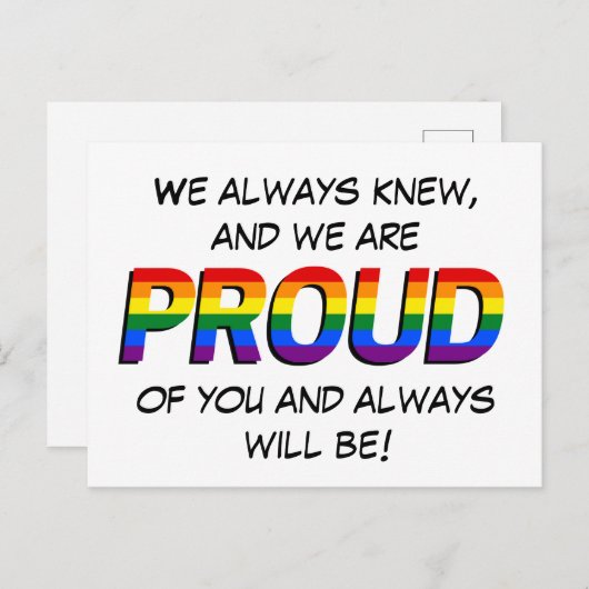 Carte Postale Simple support pour le Rainbow Pride LGBTQ (Devant / Derrière)
