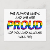 Carte Postale Simple support pour le Rainbow Pride LGBTQ (Devant)