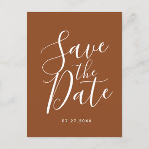 Carte Postale Simple Terracotta Enregistrer La Date Boho Mariage
