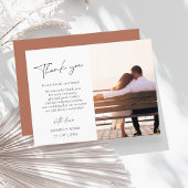 Carte Postale Simple Terracotta Script Photo Mariage Merci