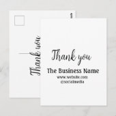 Carte Postale Simple texte de remerciement avec détails de nom d (Devant / Derrière)