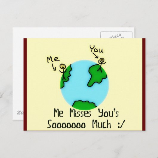 Carte Postale Simple, tu me manques (Devant / Derrière)