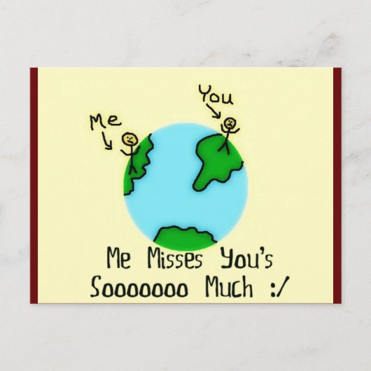 Carte Postale Simple, tu me manques (Devant)