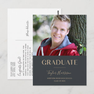 Carte Postale Simple Typographie 1-Photo Fête de fin d'études 20