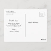 Carte Postale simple typographie coeur photo mariage merci (Dos)