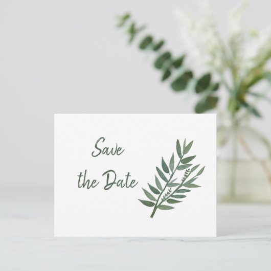 Carte Postale Simple verdure Botanique Enregistrer la date (Debout devant)