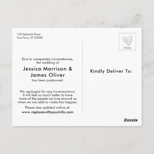 Carte Postale Simple verdure Nouveau plan Reporté Mariage Mise à (Dos)