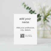 Carte Postale Simple vert minimal ajouter votre nom de texte num (Debout devant)