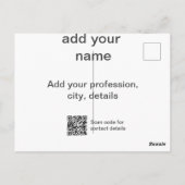 Carte Postale Simple vert minimal ajouter votre nom de texte num (Dos)