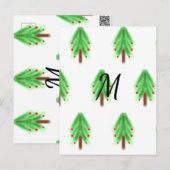 Carte Postale Simple watercolor Christmas pattern add monogram (Devant / Derrière)