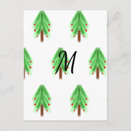 Carte Postale Simple watercolor Christmas pattern add monogram (Devant)