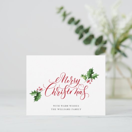 Carte Postale Simplement Élégant Joyeux Noël de voeux vacances (Debout devant)