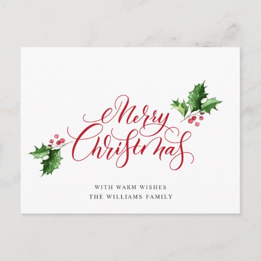 Carte Postale Simplement Élégant Joyeux Noël de voeux vacances (Devant)