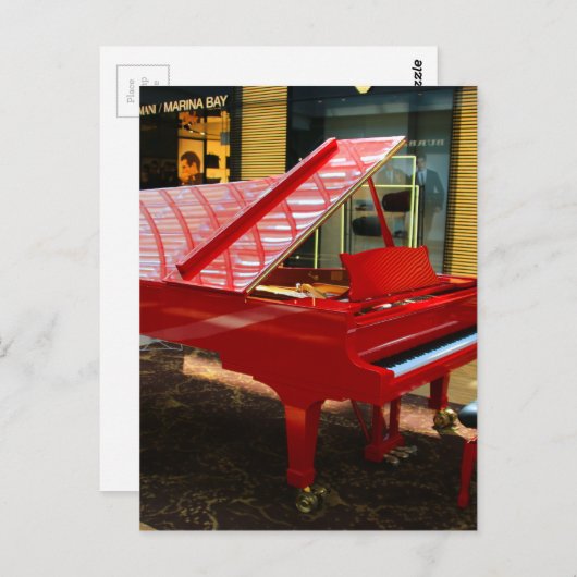Carte Postale Simplement rouge : piano à queue (Devant / Derrière)