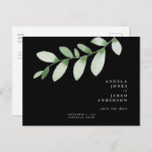 Carte Postale Simplicité & Foliage Mariage noir Enregistrer notr (Devant / Derrière)