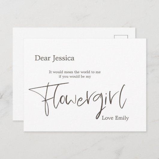 Carte Postale Simplistic Stylish Script Brown Demande de Flowgir (Devant / Derrière)
