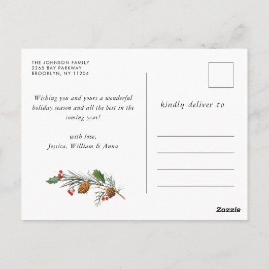 Carte Postale Simply Elegant Holiday PHOTO Noël Salutation (Dos)