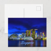 Carte Postale Singapore City Skyline La Nuit (Devant / Derrière)