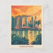 Carte Postale Singapour Art Elegant Vintage voyage (Devant)