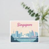 Carte Postale Singapour Pastel Travel Design (Debout devant)