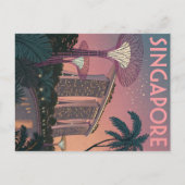Carte Postale Singapour Skyline dans l'art rétro futuriste (Devant)