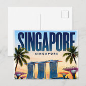 Carte Postale 🌇 Singapour Skyline Moderne de Ville 🌇 (Devant / Derrière)