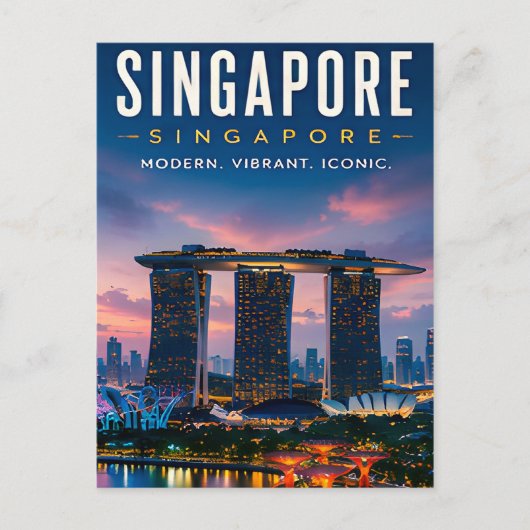 Carte Postale 🌆 Singapour Skyline Moderne Décoration de Maison (Devant)