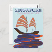 Carte Postale Singapour "Voyagez là-bas en avion" (Devant / Derrière)