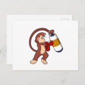 Carte Postale Singe à la boxe avec sac de frappe (Devant / Derrière)