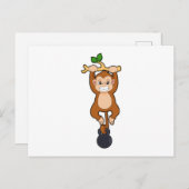 Carte Postale Singe à la musculation avec haltère (Devant / Derrière)
