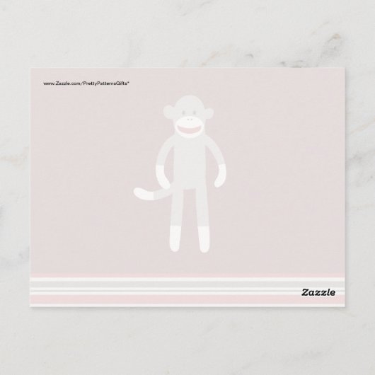 Carte Postale Singe à queue mignonne sur rouge avec des rayures (Dos)